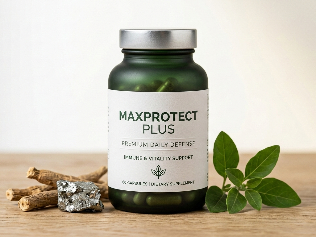 MaxProtect Plus – frasco do suplemento alimentar natural